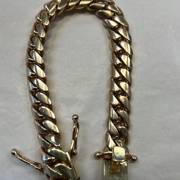 Cuban 10K Solid Gold Bracelet - Picture 2 of 5
